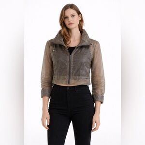 Ermanno Scervino Scervino Street Olive Green Sheer Cropped Jacket Size 8